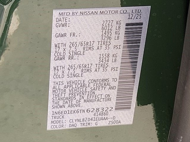 2026 Nissan Frontier SV