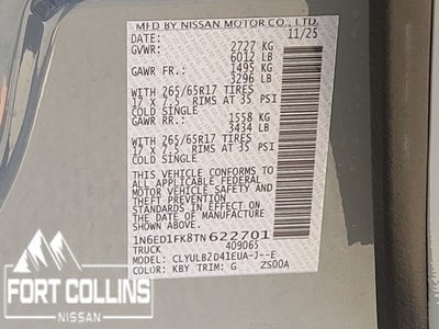 2026 Nissan Frontier SV